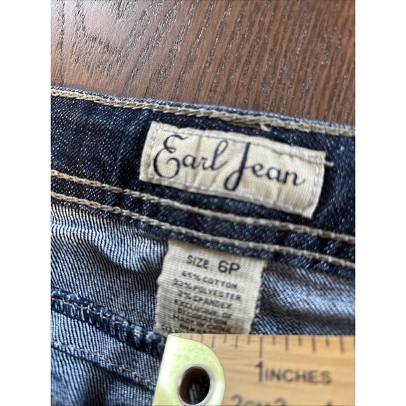 Earl Womens Embellished Blue Jeans 6P Denim Faded Dark Wash Straight Leg EUC - Picture 6 of 16